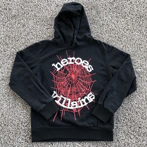 Metro Boomin x Sp5der Heroes & Villains Collab Hoodie Size S Red Black Pullover